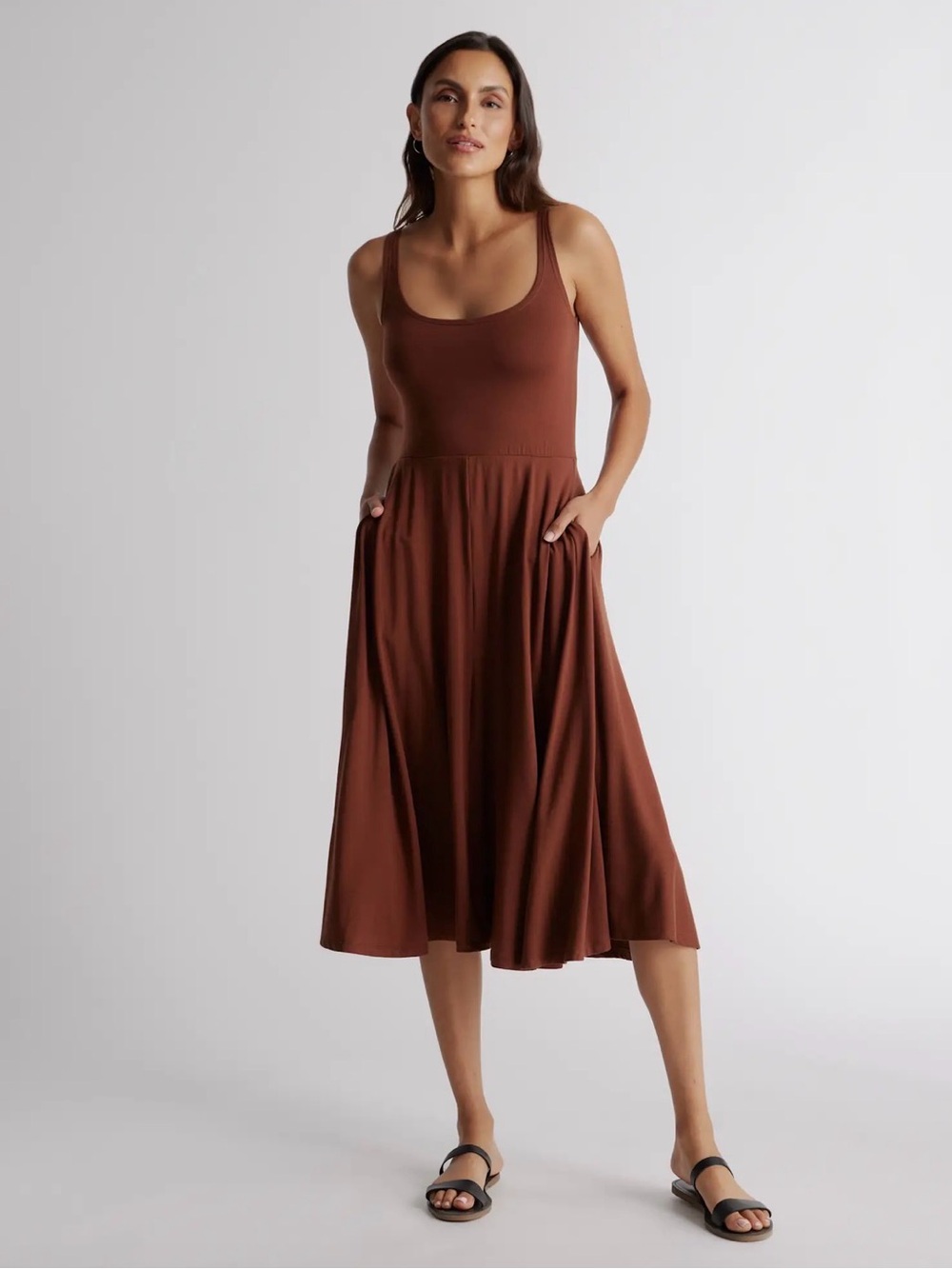 Quince Scoop Neck Tank Midi Dress